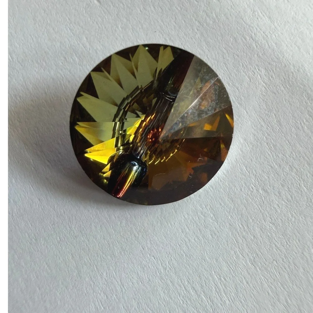 Austrian Faceted Crystal Button  Brown Iridescent Crafting Sewing